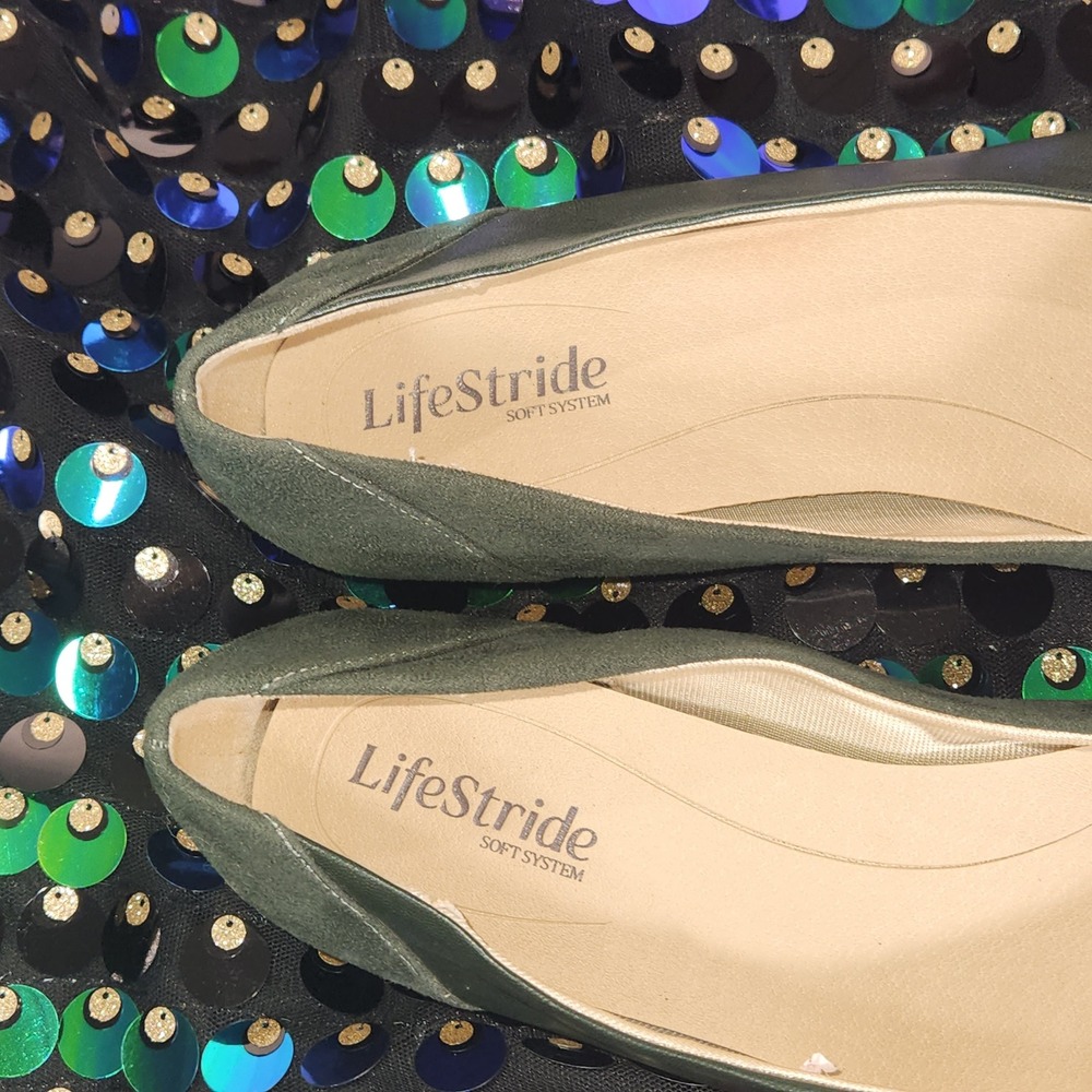 LifeStride flats Womens Promise ballet Shoes Dark forest Green Pointed Toe  9.5M - Picture 4 of 7